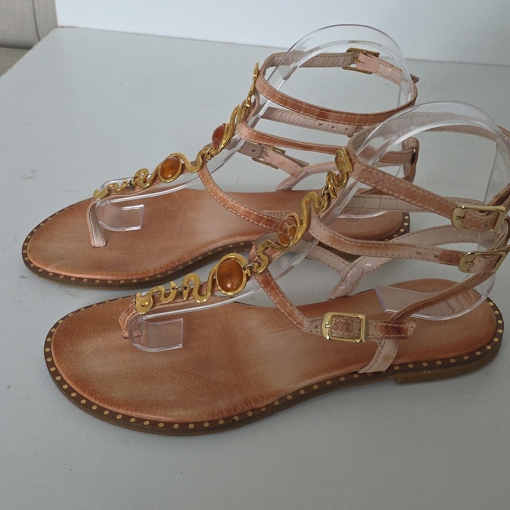 MAKIS KOTRIS | Handmade Greek Gladiator Sandals Leather Brown Sz 36 - Picture 3 of 7
